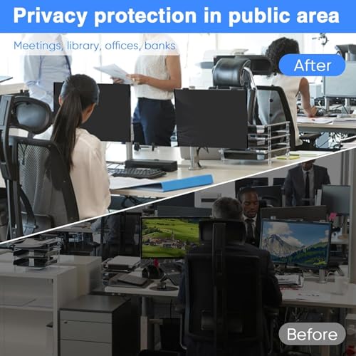 Ssumght Magnetic 27 Inch Computer Screen Privacy Shield, Flexible Privacy Screen Filter for Frameless Monitor, 16:9 Widescreen Anti-Spy Filter, Blue Light & Scratch Protection, Removable Soft Film