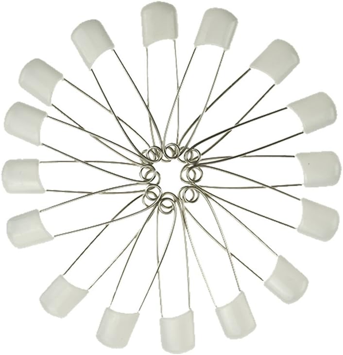 Bilipala Plastic Head Baby Diaper Safety Pins Brooches for Handcrafts, 2.1 Inch, 50 Count (White)
