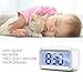 Alarm Clock Digital Large LCD Display Battery Operated Modern Portable Morning Sensor Smart Snooze Back-Light Multi-Function Clock Time Date Month Temperature for Office Bedroom Dormitory (White)