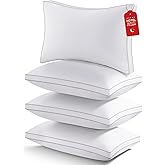 ROUMEA Bed Pillows 4 Pack, Supportive Queen Pillows with Soft Down Alternative for Back Stomach Side Sleepers, Machine Washable