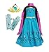 Cokos Box Girls Coronation Costume, Pink Cape Dress, Gloves, Tiara Crown Accessories Kids Princess Set, 4 Years, Blue, 4T
