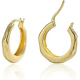 IRCOMULTI Gold Hoop Earrings Small Hoop Huggie Earrings Metal Chunky Hoop Earrings Minimalist Gold Earrings Hammered Round Hoop Earrings Jewelry for Women