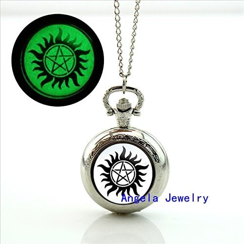 Pretty Lee Fashion Supernatural Glowing Pocket Watch Necklace Glowing Supernatural Jewelry Vintage Pocket Watch Necklace