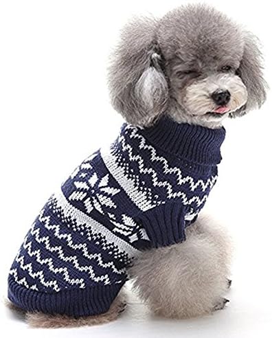 SiYang Christmas Pet Dog Clothes Pet Vintage Christmas Themed Holiday Festive Dog Sweater Dog Accessories(Blue,S)