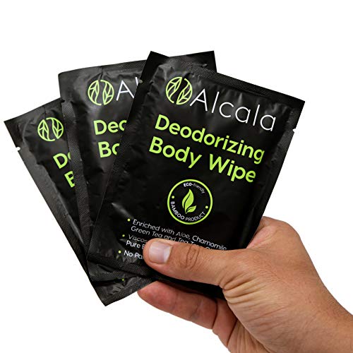 Alcala Deodorizing Body Wipes Individual Shower Wipes 100 Pure Biodegradable Bamboo Wet Wipes