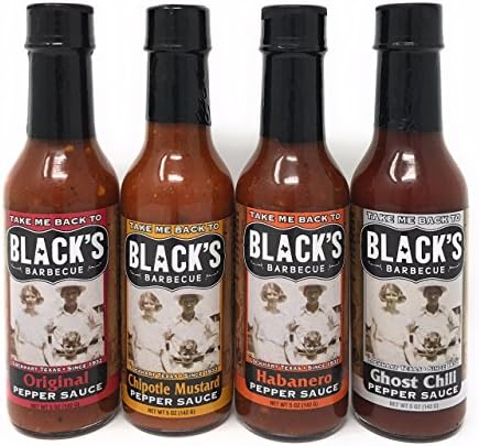 Blacks Barbecue Pepper Sauce Combo Pack (Original, Chipotle Mustard, Habenero, Ghost Chili)