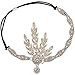 BABEYOND Art Deco 1920's Flapper Great Gatsby Inspired Leaf Medallion Pearl Headpiece Headband Gold primary