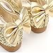 YING LAN Girl Round-Toe Sparkle Bowknot Ballet Ballerina Flat Shoes Gold