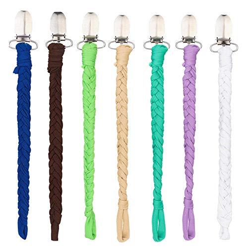 Elaco Pacifier Clip Baby Holder, Baby Leash Teething Toy by Hand-Made Braided Securing Clip Holder Infant Soother Teether (White) - Thumbnail 4