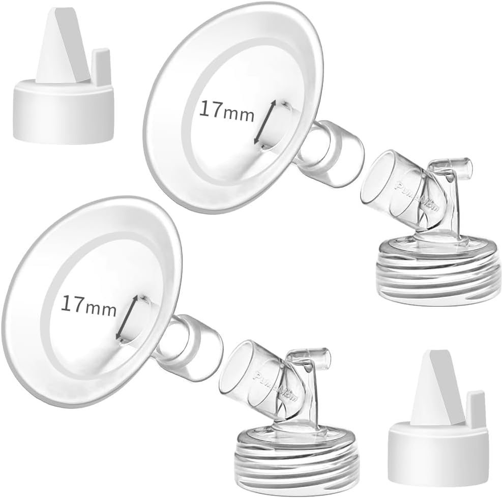 Photo 1 of PumpMom-us 17mm Oval Flanges with Soft Rim Compatible with Spectra S2 S1 9 Plus Breastpumps Accessories, Replacement Breast Shield and Duckbill Valves for Spectra Pump Parts and Flange