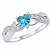 Paki: Heart-cut Simulated Swiss-blue Topaz and IOF CZ Infinity Promise Ring Silver, 3223A