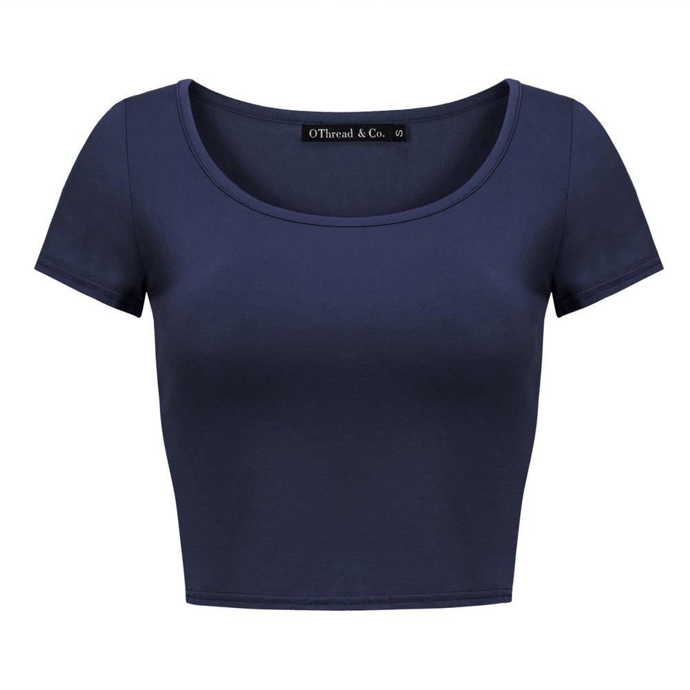 OThread & Co. Women's Basic Crop Tops Stretchy