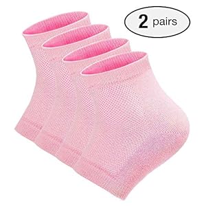 2 Pairs Soft Moisturizing Gel Heel Socks, Ventilate Open Toe Socks for Dry Hard Cracked Skin Moisturizing Day Night Care…
