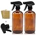 Mavogel Black Trigger Empty Amber Glass Spray Bottle (2 Pieces, 16 oz.) with 4-Piece Bottles Stickers and 1 Black Trigger