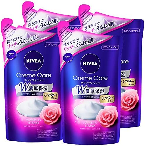 【まとめ買い】 ニベア クリームケア ボディウォッシュ フレンチガーデンローズの香り つめかえ用 360ml×4個パック W濃厚保湿 ボディソープ