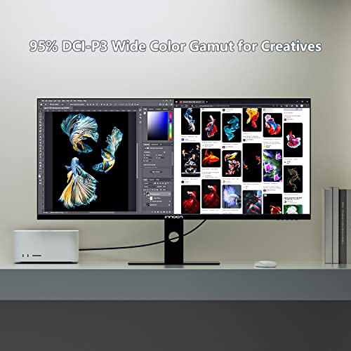 INNOCN 4k Gaming Monitor 40 Inch - Ultrawide, 144Hz 2ms (GTG) - 3440 x 1440P Screen with FreeSync, 21:9 IPS Widescreen, HDR 400, 100% sRGB, HDMI 2.0, USB C 90W, Height Adjustable, 40C1R