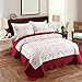 Oliven Quilts King Size,Reversible Bedspreads King,Embroidered Coverlet Set Burgundy&White,3 Piece(1 Quilt + 2 Pillow Shams)