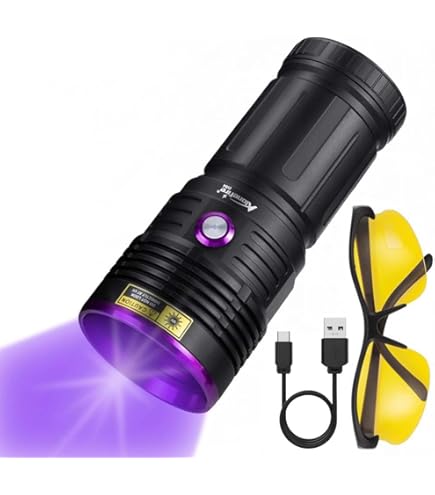 ALONEFIRE 30W UV Flashlight 365nm - Powerful Blacklight USB C Rechargeable | Pet Urine Detector & Scorpion Finder