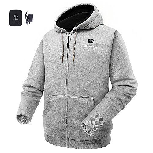 ORORO Cordless Light Gray Heated Hoodie Kit with 4400mAh Battery& Charger (Light Gray, X-Large)