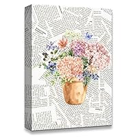Canvas Wall Art Flower On The Newspaper Canvas Prints Home Artwork Decoration for Living Room,Bedroom - 12x18 inches