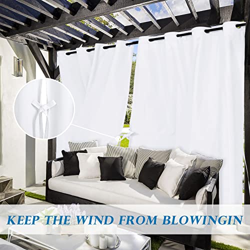 Hiasan White Outdoor Curtains for Patio Waterproof, 54 x 84 inch