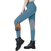 beroy Women Fleece Lined Horse Equestrian Riding Pants Breeches Winter Ladies Knee Patch Riding Horseback Pant with Pockets