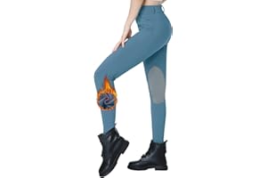beroy Women Fleece Lined Horse Equestrian Riding Pants Breeches Winter Ladies Knee Patch Riding Horseback Pant with Pockets