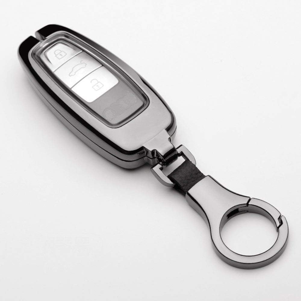 HEZHOUJI Car Galvanized Alloy Key Case Cover Chain for Audi A8 A7 A6 Q8 2018 2019 Q7 TT A4 B9 A7 TDI Quattro TTS Sline Accessories,for A Key Gun Color