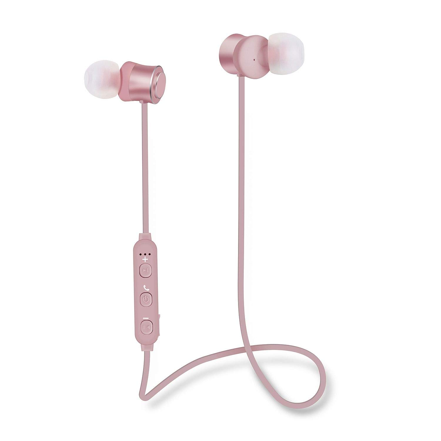 groov e Metal Buds - Wireless Earphones with Remote & Mic - Bluetooth Connectivity - Neckband Headphones with Ergonomic Design - USB Charging - 4hrs Audio Playback - Rose Gold