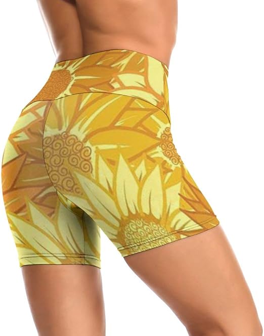 Sunflower Yellow Orange Women Yoga Pants High Waist