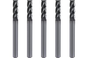 CZFEINIU 4 Flute Micrograin Carbide Square Nose End Mill, 1/4'' CNC Bits, End Mill Bits Set for Alloy Steel, Aluminum, Copper & More, HRC55, AlTiN-BlackNano Coating, 5Pcs