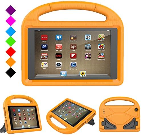 Fire 7 2017 Kids Case, Fire 7 2015 case - Jautenier Light Weight Shock Proof Protection Handle Stand Kid-Proof Cover Case for All-New Amazon Fire 7 Tablet (7th 7th Gen, 2017/ 5th Gen, 2015) (Orange)