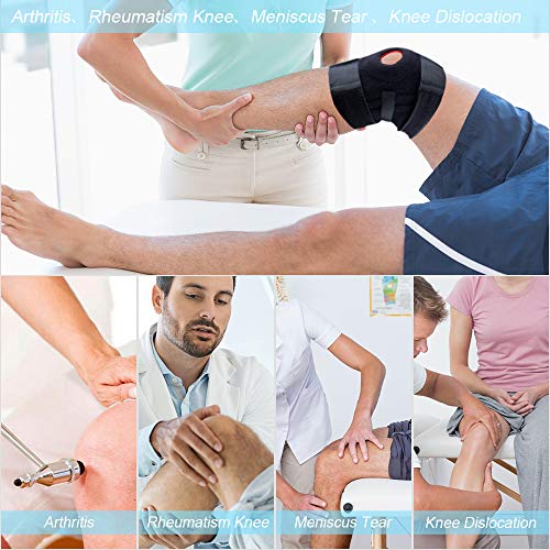 HOPAI Knee Support for Men and Women Adjustable Open-Patella Neoprene Knee Brace with Anti-Slip Strips - For Arthritis, Joint Pain, Meniscus Pain Relief, Sports Running Injury Rehabilitation