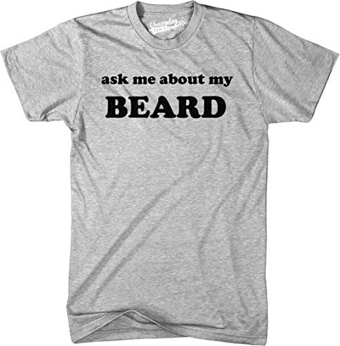 Ask Me About My Beard T Shirt Funny Facial Hair Hipster Flip Up Tee (Grey) S