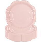 KFJBPB 50 Pack Pink Paper Plates 7 Inch, Disposable Scalloped Plates Cake Dessert Plate for Dinner Baby Shower Wedding Bridal Shower Birthday Party Supplies (Pink, 7 inch)