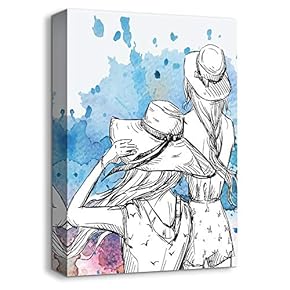 Canvas Wall Art Neighbor Girl Abstract Painting Artwork for Home Prints Framed - 12x18 inches