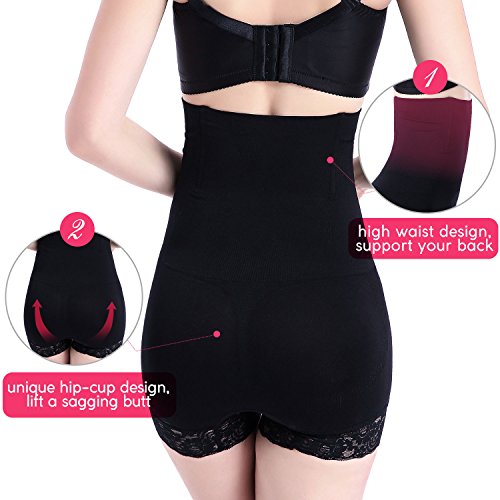 Movwin Women’s Shapewear Underwear High Waist Seamless Butt Lifter Body Shaper Tummy Control Panties (L, Black 2)