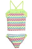 Attraco Little Big Girls Rainbow Wave Stripe Two Piece Swimsuit Cute Tankini Set