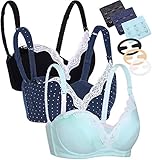 CAKYE Women's Underwire Maternity Nursing Bra (36C, Black+Navy+Mint Green(3PCs))