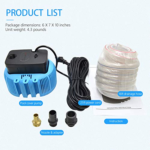 Swimming Pool Cover Pump 850 GPH Submersible Sump Pumps Above Ground