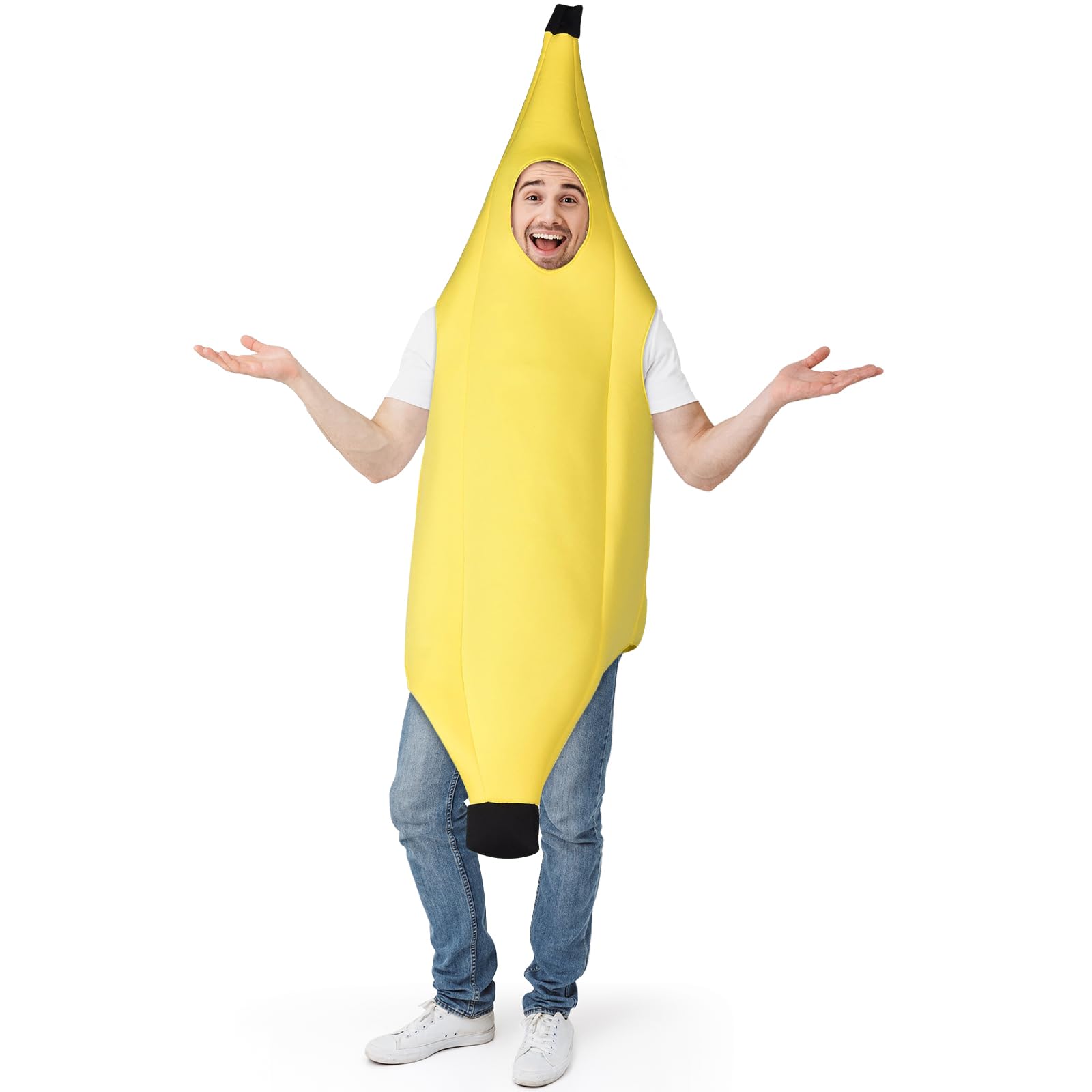 WenYa Banana Costume Adult Deluxe Set for Halloween Dress-Up Party, Plush Fruit Costume Set for Adult Roleplay Unisex One Size