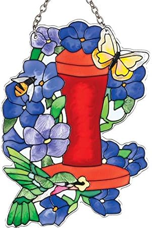 Amazon Com Painted Art Glass Hummingbird Feeder Suncatcher By