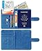 Passport Holder Cover Wallet RFID Blocking Leather Card Case Travel Accessories for Women Men (Blue)