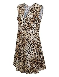 Bulotus - Vestido casual de verano sin mangas con cremallera frontal y cuello en V para mujer