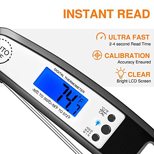 EldHus Digital Instant Read Meat Thermometer with Beer Screwdriver Waterproof Kitchen Food Cooking Thermometer with Backlight Fast Reading Electric Meat Thermometer Probe for BBQ Grilling Smoker Baking