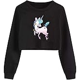 G-Amber Girls Crop Tops for Kids Sweatshirt Funny Letters Long Sleeve Fashion Pullover