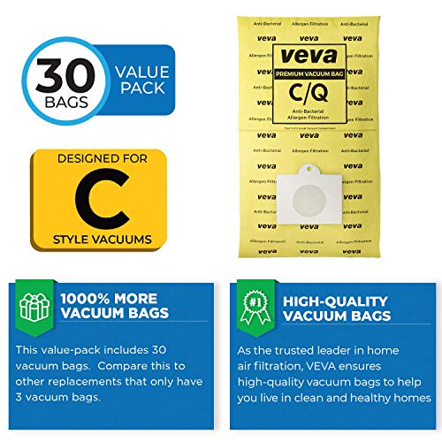 30 Pack VEVA Premium SuperVac Vacuum Bags Type C compatible with Kenmore Sears canister vacuum