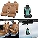 FH-PU005114 Exquisite Leather Car Seat Covers, Airbag compatible and Rear Split Beige Color