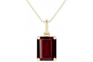Garnet Pendant Necklace for Women – Natural Red Garnet Gemstone Pendant – 925 Sterling Silver 14K Gold Plated Necklace – Dain