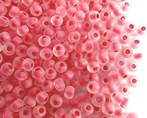 20gr (approx. 260 pcs.) 6/0 Preciosa Czech Glass Seed Beads Rocailles,Crystal Matte Pink Lined